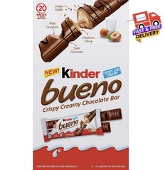 Kinder Bueno Milk Chocolate & Hazelnut Cream Candy Bar – 20 Packs , 2 Bars/ Pack