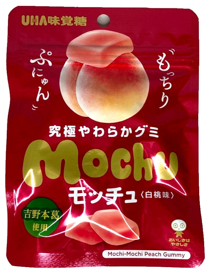 Japan Gummies UHA Mikakuto Mocchu White Peach Flavor 45g × 10 bags