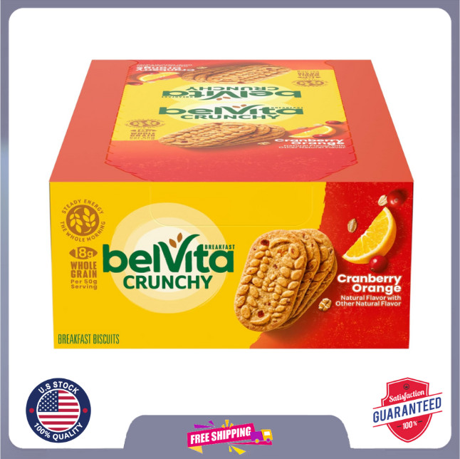 belVita Cranberry Orange Breakfast Biscuits, 8 Packs (4 Biscuits Per Pack)