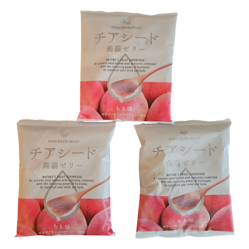 Wakasho Chia Seed Jelly – Peach Flavor 6.1oz / 175g (3 Pack, 18.3oz)