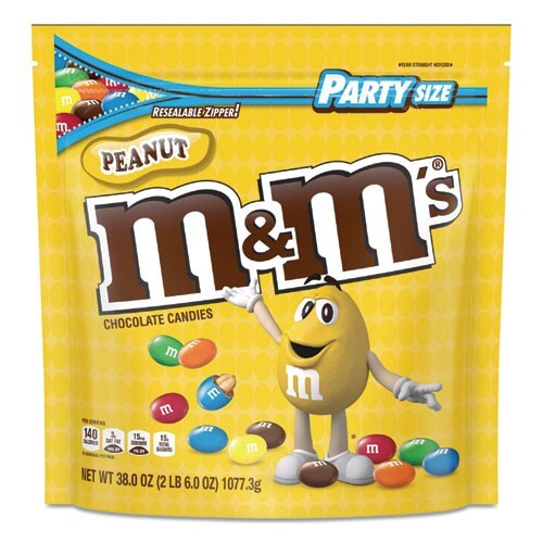 M & M’s Milk Chocolate Candies, Milk Chocolate and Peanuts, 38 oz Bag