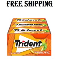 Trident Tropical Twist Sugar Free Gum, 12 Packs of 14 Pcs (168 Total Pieces)
