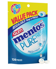 Mentos Pure Fresh Sugar-Free Fresh Mint Xylitol Chewing Gum, 120 Count Resealabl