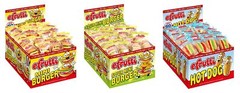 eFrutti Gummi Candy Variety, Mini Burgers, Sour Mini Burgers, and Mini Hot Dogs,