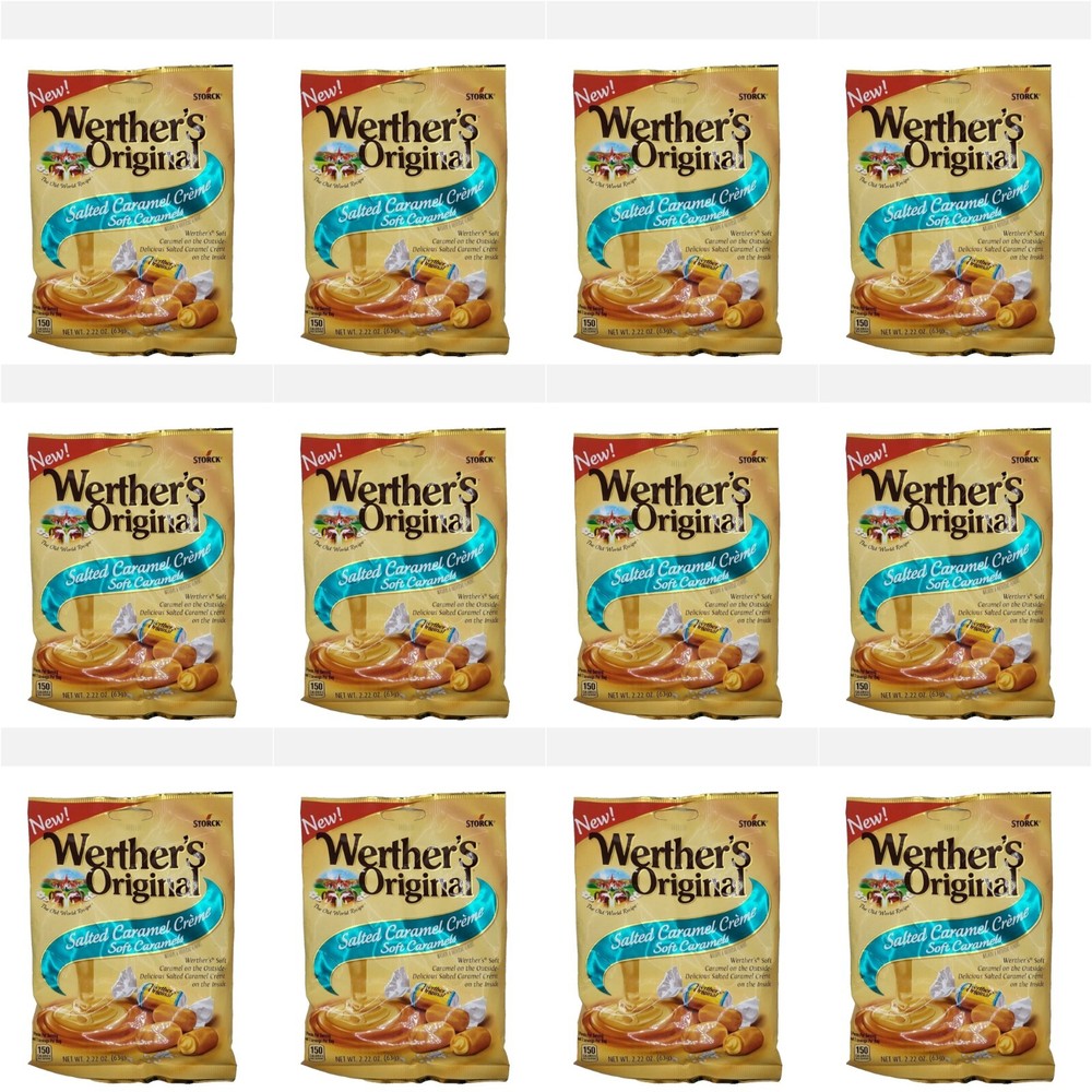 12X Bags STORCK Werther’s Original SALTED CARAMEL CREME Soft Caramels 2.22 oz ea