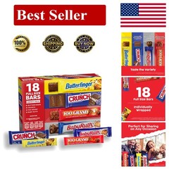 Assorted , Crunch, Baby Ruth, and 100 Grand Full Size Chocolates, 18 count, 3…
