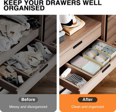 Bundle of 8 Pack Drawer Organizers for Clothing & 6 Pack Bed Sheet Organizers an