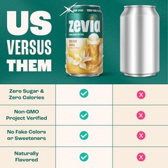 Zevia Zero Sugar Soda, Cream 12 oz Cans (8-Pack) – 12 Fl Oz (Pack of 8)