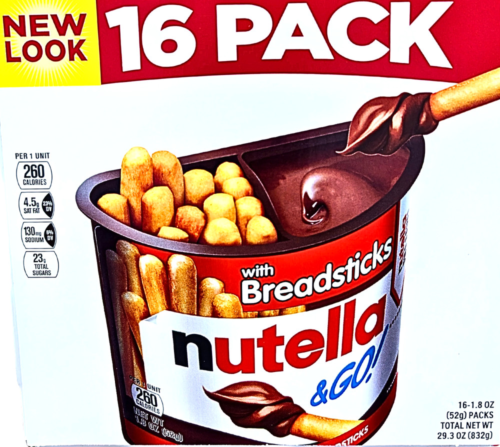 Nutella and Go Hazelnut Spread + Breadsticks 16×1.8 Ounce Cups EXP 01/2026