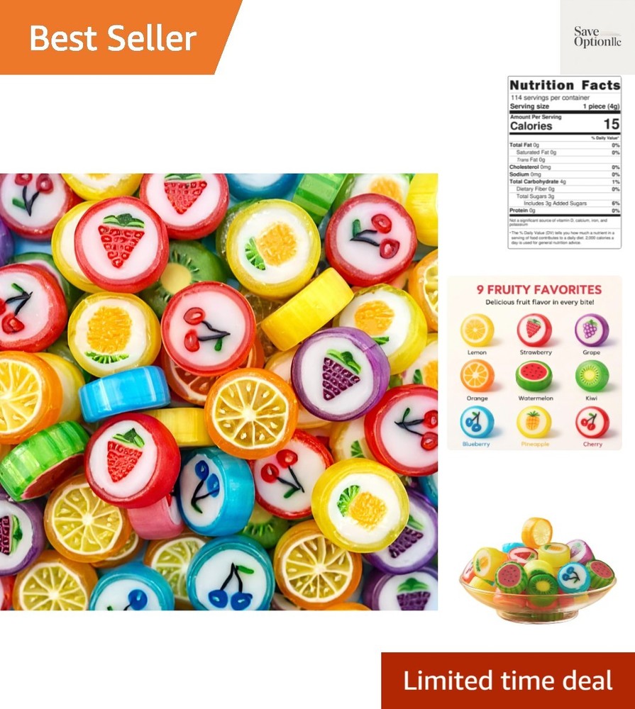 Individually Wrapped Fruit Hard Candy – 1 lb Bulk Assortment, Colorful Mini C…