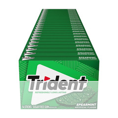 Trident Spearmint Sugar Free Gum Bulk 24 Packs 14 Pieces Each 336 Total Pieces