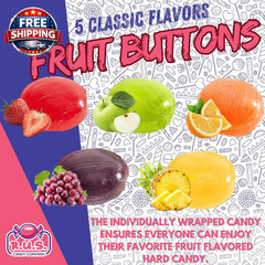 Assorted Fruit Button Hard Candy – about 75 Individually Wrapped Pieces, Bold As