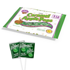 Caramel Apple Pops – Caramel Covered Green Apple Candy Lollipops – Bulk Gluten F