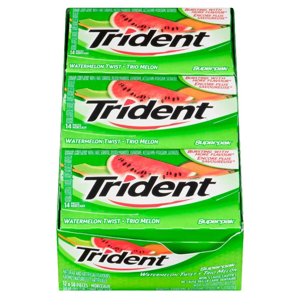 Trident Sugar Free Watermelon Twist Gum, 12 Pack (14 Pieces Each) (Imported from