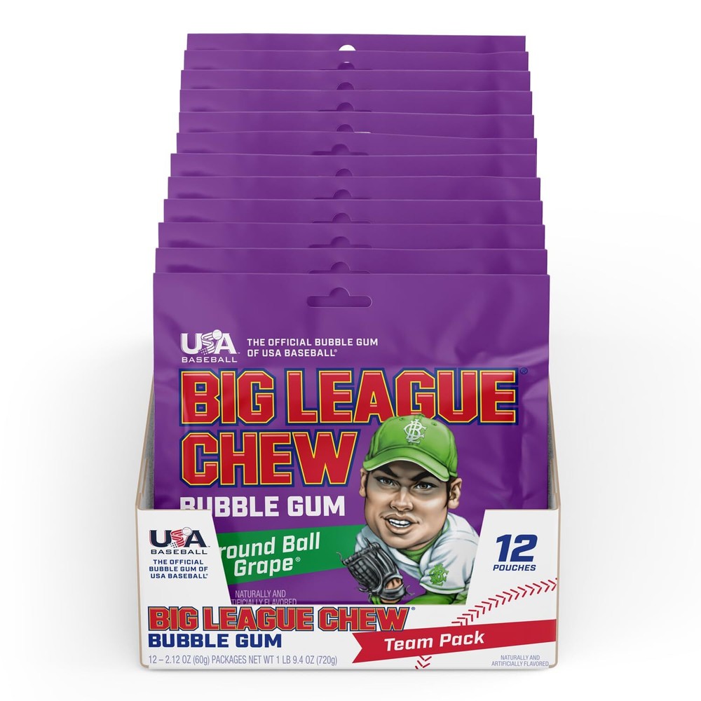 Big League Chew Ground Ball Grape Bubble Gum – Juicy Grape Flavor Explosion |