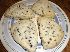 LIGHTLY SWEETENED HOMEMADE CHOCOLATE CHIP SCONES (8 SCONES)