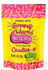 Trader Joe’s Sweet & Sour Fruity Gummy Worms Candy 5 oz (142g) Bag