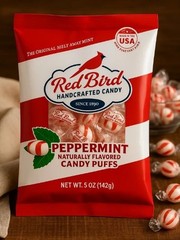 Red Bird Peppermint Candy Puffs – 10 oz Total – Made in USA- 2bags of 5oz