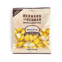 Hermann The German Hard Caramel Candy MILK & HONEY Filled X 2 Bags with Bag Clip