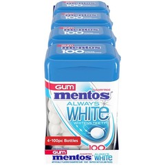 Mentos Always White Peppermint Sugar Free Gum Xylitol 100 Count Fresh Breath