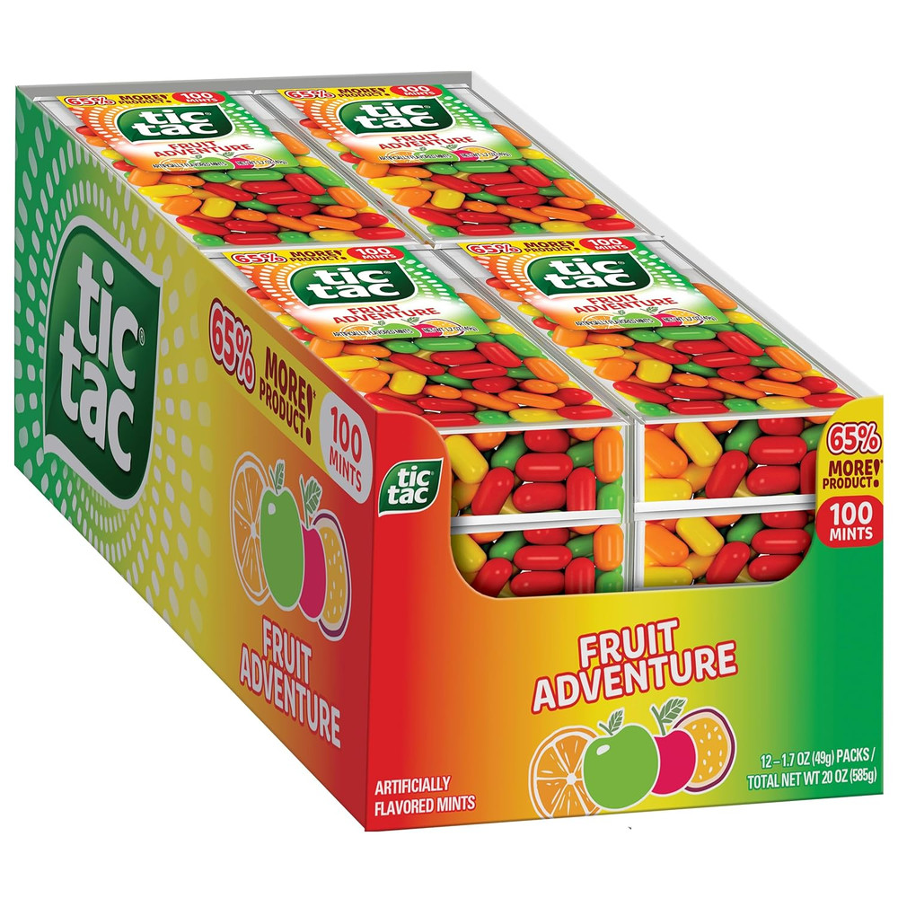 Tic Tac Fruit Adventure Mints 12 Count On-The-Go Refreshment Stocking 1.7 Oz