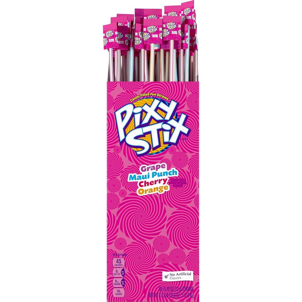 Pixy Stix Candy Variety Pack 85 Count Fruity Flavors Grape Cherry Orange