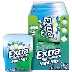 EXTRA Refreshers Mint Mix Gum, 40 Count (Pack of 6), Green and Pink