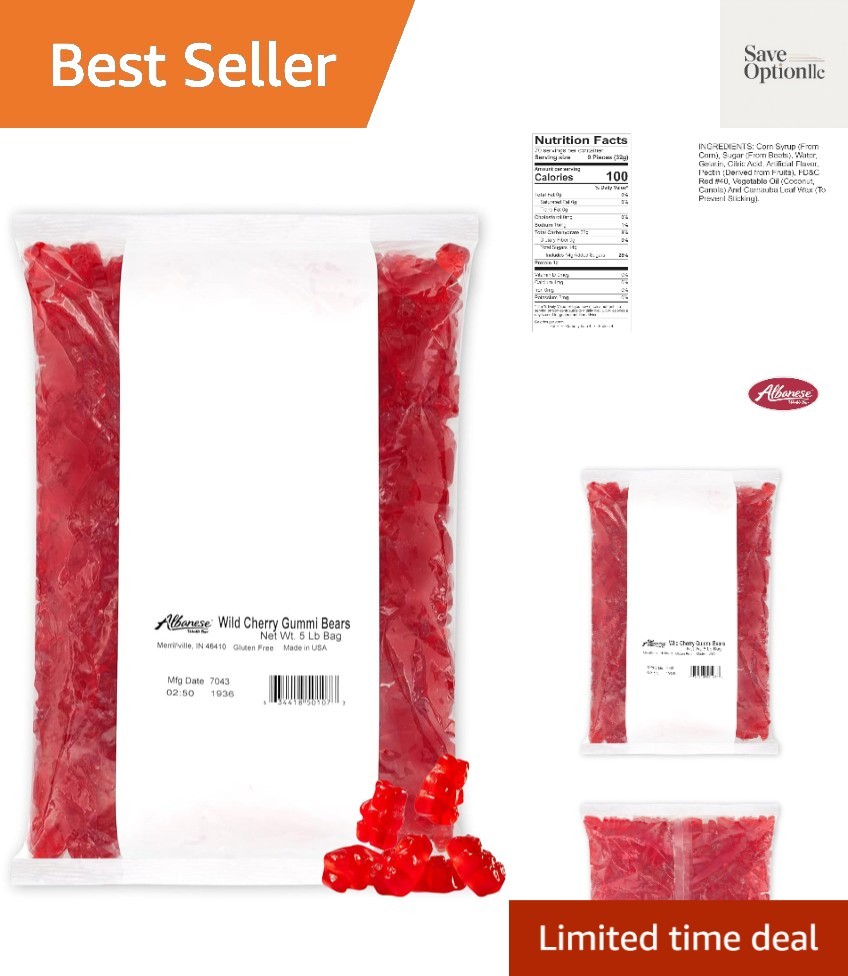Candy, Wild Cherry Gummi Bears, 5-pound Bag