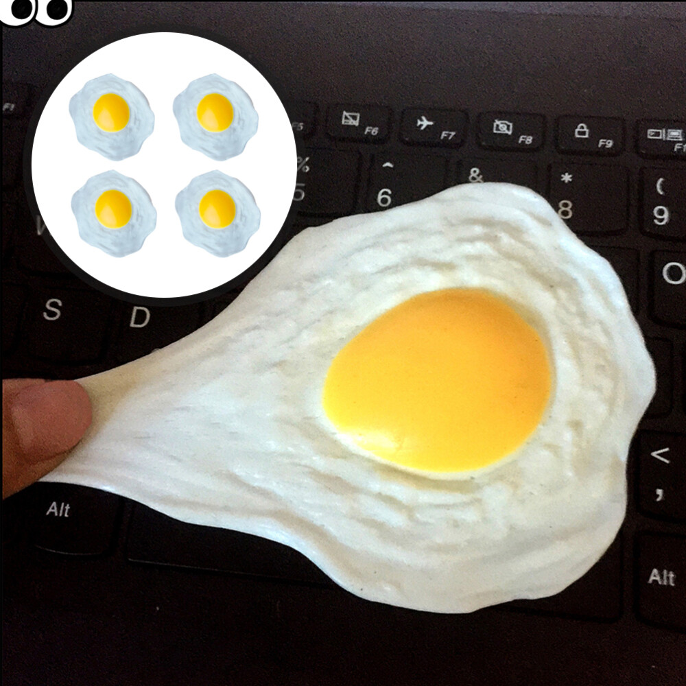 4Pcs Lifelike Cooked Egg Model Food Novelty Toy Fake Round- Shaped Poached Egg