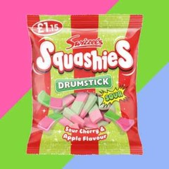 Swizzels Squashies Drumstick Sour Cherry & Apple Foam Gummy Candy 120g – From UK