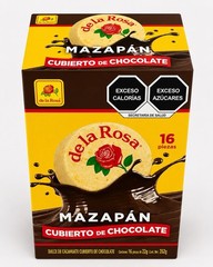 De La Rosa Mazapan Cubierto de Chocolate 16 Pieces Mexican Candy 352g Box