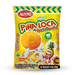 Alteno Super Piña Loca Pineapple Chili Lollipops,Mexican Style,40 Count