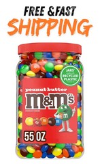 M&Ms Peanut Butter Candy 55 oz Jar Chocolate Candies Tub Bulk 3.43LB(FREE SHIP)