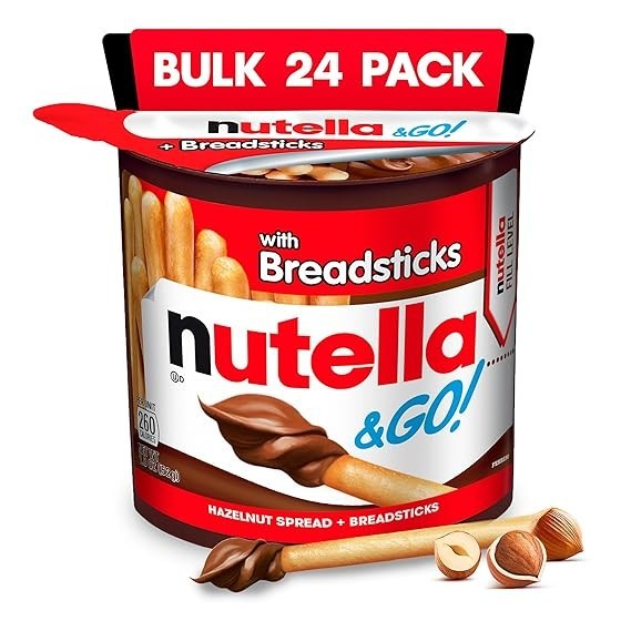 Nutella & GO! Bulk 24 Pack, Hazelnut and Cocoa Spread with Breadsticks, Stocking