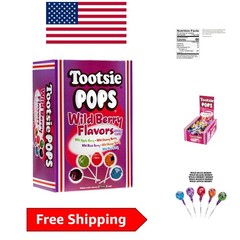 Tootsie Pops Assorted Wild Berry Lollipops, 100 Count – Gluten Free, Peanut Free