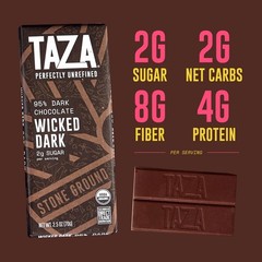 Taza Chocolate, 95 Wicked Dark Amaze Bar, 2.5 oz bars, case of 10