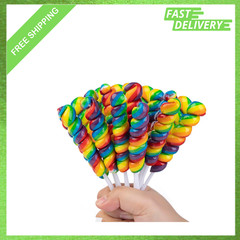 Rainbow Twist Lollipops, Individually Wrapped Bulk, Kid’s Candy, Fruit Flavor