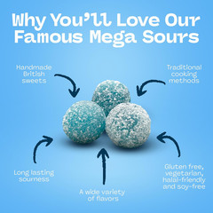 Mega Sour Raspberry 250G Sour Candy UK Fizz Balls – Handcrafted in Britain
