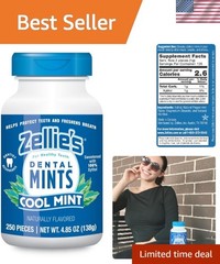 Zellie’s 100% Xylitol Cool Mint Breath Mints – 250 Count, & Kosher Delight