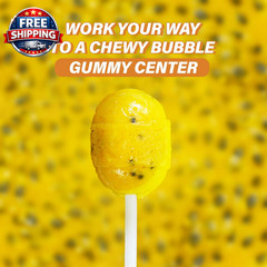 Bon Bon Bum Passion Fruit Lollipops, Tropical Fruit Hard Candy, Individually Wra