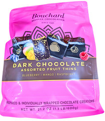 Bouchard Dark Chocolate Assorted Fruit Thins 21.2 Oz Bag EXP 12/2026
