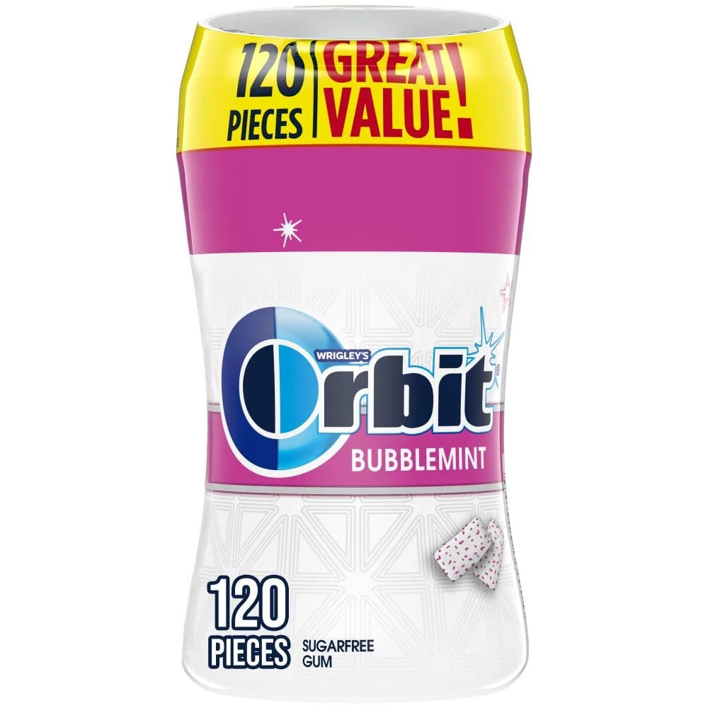 Pack of 2 ORBIT Gum Bubblemint Sugar Free Chewing Gum Bulk Pack, 120 ct Bottle
