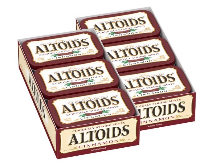ALTOIDS Classic Cinnamon Hard Candy Breath Mints Bulk, 1.76 zz Tin (Pack of 12)