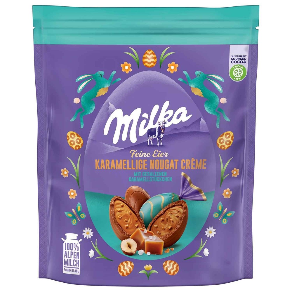Milka chocolate EASTER EGGS with CARAMEL NOUGAT CREAM filling-90g-FREE SHIPPING