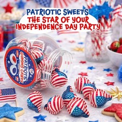 Patriotic Candy – Gummy Balls – 30 Count – 19 Oz Jar – 4th of July Candy