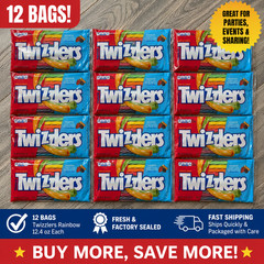 Twizzlers Rainbow Twists Candy 12.4oz 12 Pack Fruit Flavors Licorice Chewy