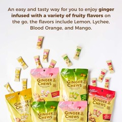 Prince of Peace Ginger Chews Assorted 8 oz Lemon, Lychee, Blood Orange, Mango