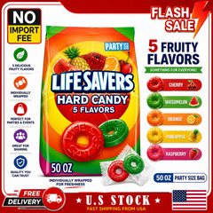 Life Savers 5 Flavors Hard Candy Party Size 50 oz Individually Wrapped Fruit Can