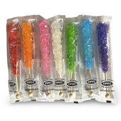 Colorful Rock Candy Sticks Lollipops, Made with Cane Sugar, Assorted colors | 6