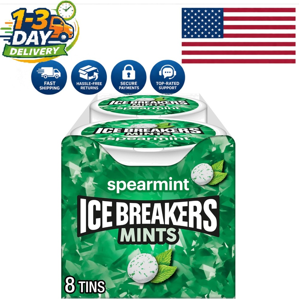 Delicious Spearmint Sugar Free Mints Tins (8 x 1.5 oz) – Ideal for Any Occasion